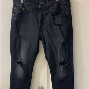 Black distressed denim slim fit worn once